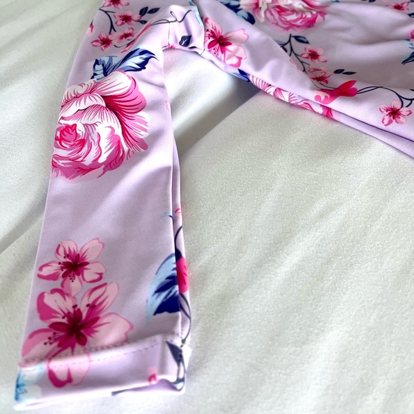 NWOT Toddler Swim One Piece Long Sleeve Rashguard Purple Floral - Picture 2 of 5